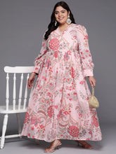 Plus Size Floral Printed Wrap Maxi Ethnic Dress-AP-AHEDGRDP-244
